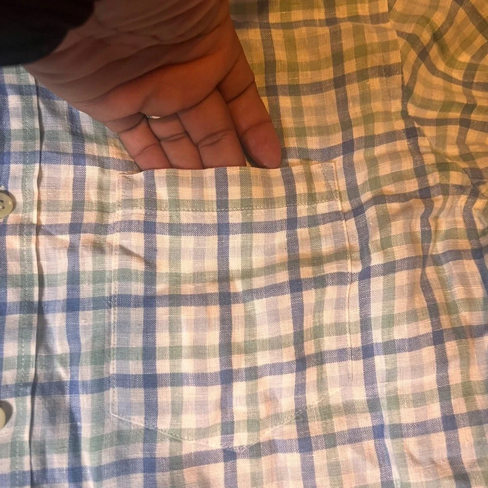 J. Crew Irish Linen Button Down Plaid Shirt‎ Long Sleeve Casual Small